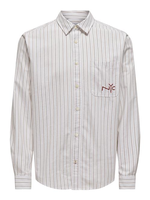 Only & Sons Skjorte 'ONSDrake'  cappuccino / mørkerød / naturhvid