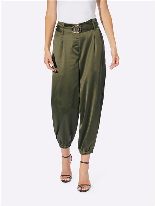 heine Bukser med lægfolder  mørkegrøn