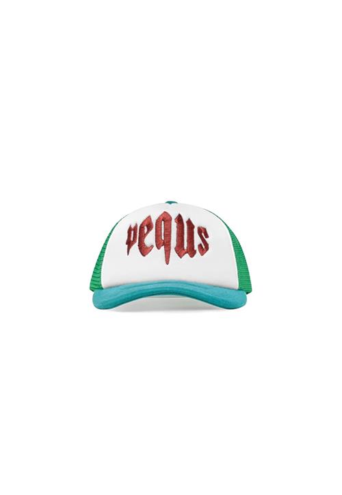 Pequs Hætte  grøn / rød / hvid