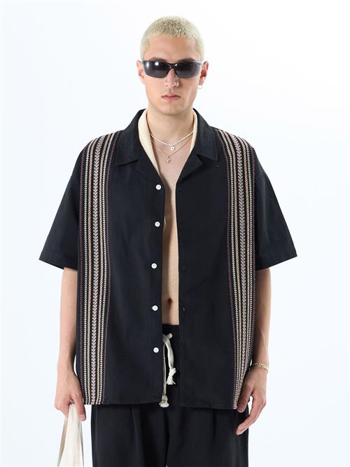 VAMOS CLO Skjorte  gul / sort / hvid