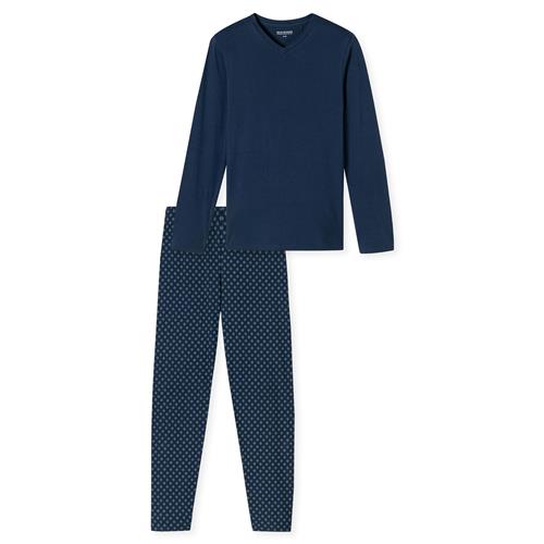 SCHIESSER Pyjamas lang  navy / mørkeblå / hvid