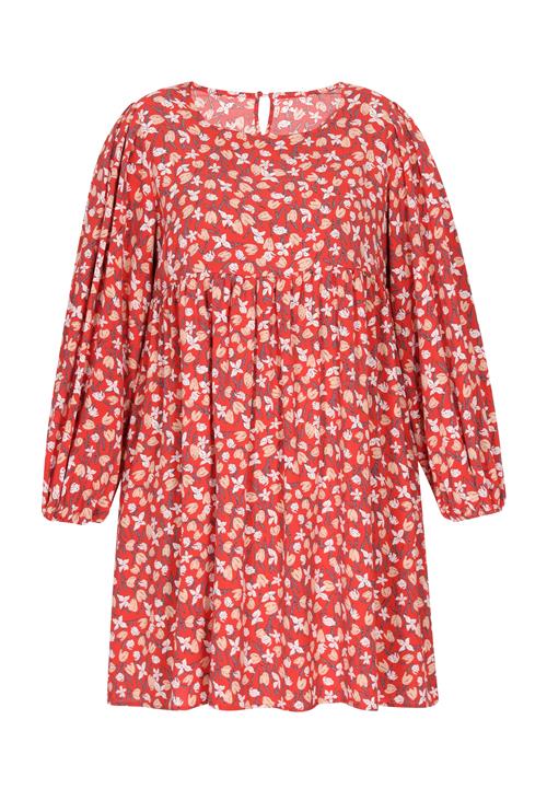 Usha Kjole  grå / abrikos / rød / hvid