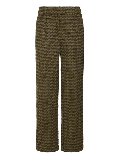 ICHI Bukser med lægfolder  mørkebrun / grøn / oliven / mørkegrøn