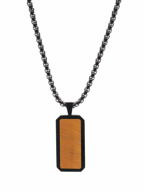 GT Collection Kæde 'Rectangle Pendant'  brun