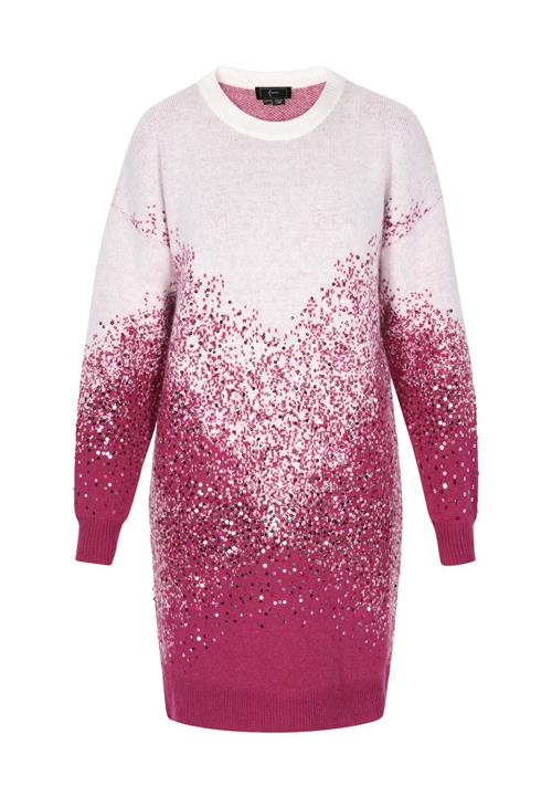 faina Strikkjole  magenta / sølv / uldhvid