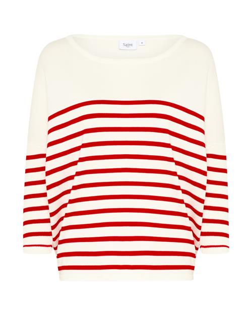 SAINT TROPEZ Pullover 'MilaSZ'  rød / hvid