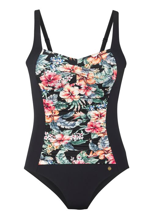 LASCANA Badedragt  grøn / lyseorange / gammelrosa / sort