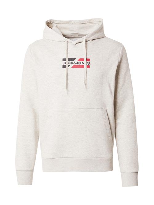 JACK & JONES Sweatshirt 'JJECorp'  beige-meleret / navy / knaldrød