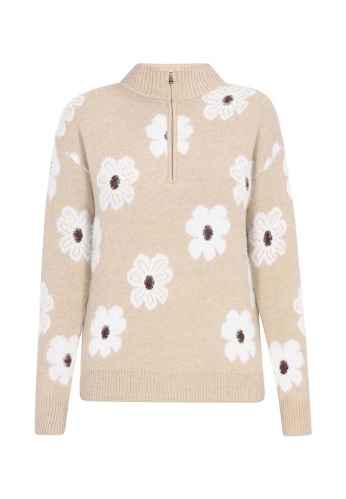 swirly Pullover  beige / choko / hvid
