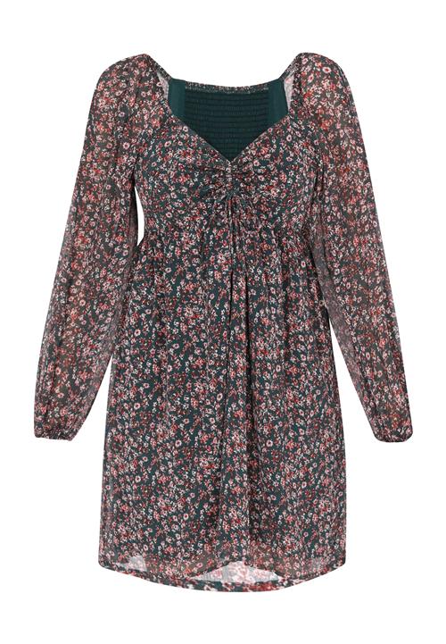 swirly Kjole  smaragd / rød / hvid