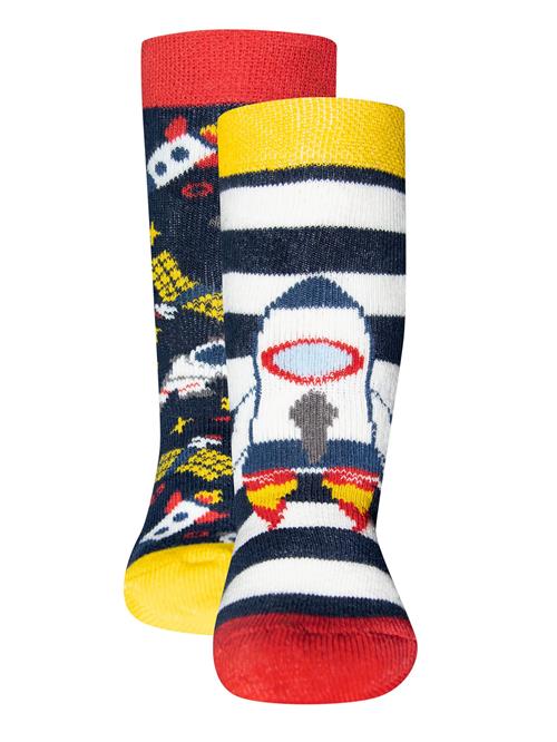 EWERS Sokker 'Astronaut'  natblå / citrongul / grå / mørkegrå / blodrød