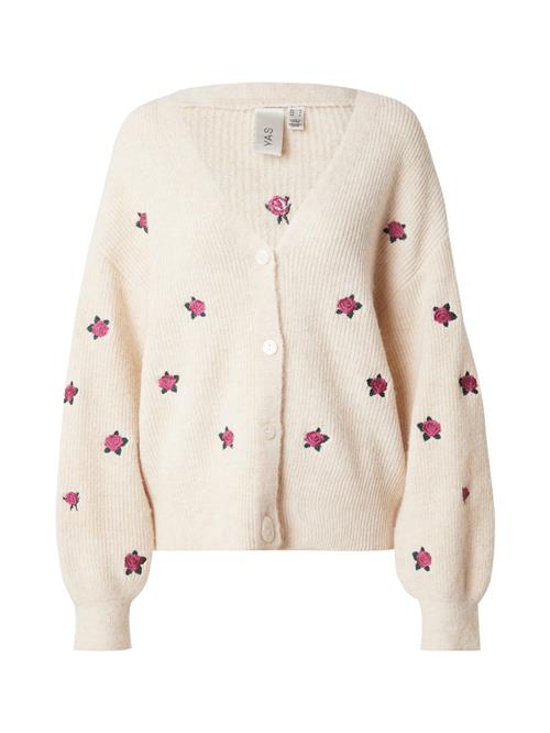 YAS Cardigan 'YASFleur'  lysebeige / grøn / pink