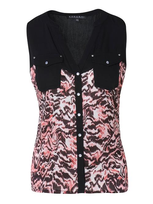 KOROSHI Bluse  lyserød / rosé / gammelrosa / sort