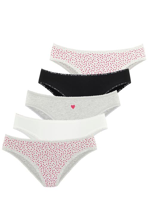 LASCANA Slip  grå-meleret / rød / sort / hvid