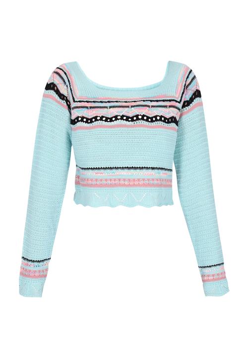 IZIA Pullover 'Boho'  turkis / rosé / gammelrosa / sort