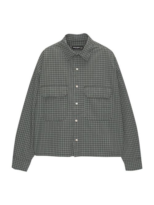 Pull&Bear Skjorte  grå / mørkegrøn / sort