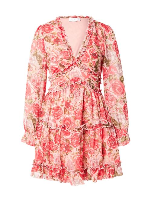 VILA Kjole 'VIEmsa'  oliven / knaldrød / lys rød / hvid