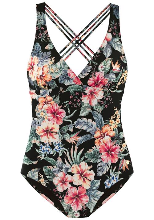 LASCANA Badedragt  grøn / orange / lyserød / sort