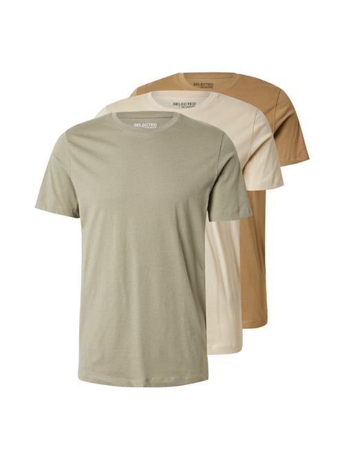 SELECTED Bluser & t-shirts 'SLHCormac'  beige / cognac / oliven