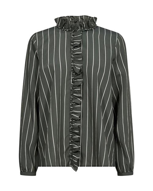 MOS MOSH Bluse 'Billy'  mørkegrøn / hvid