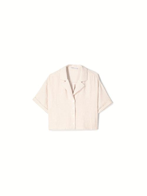 Bershka Bluse  camel / hvid