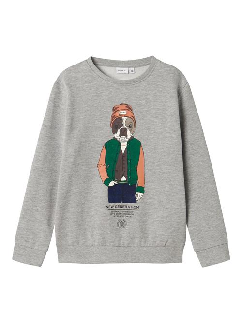 NAME IT Sweatshirt  grå-meleret / grøn / orange