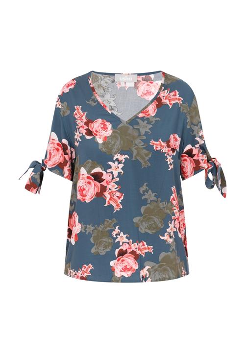 Usha Bluse  khaki / petroleum / lys rød / mørkerød