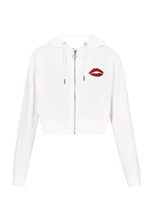 myMo ROCKS Sweatjakke 'Comfy'  rubinrød / hvid