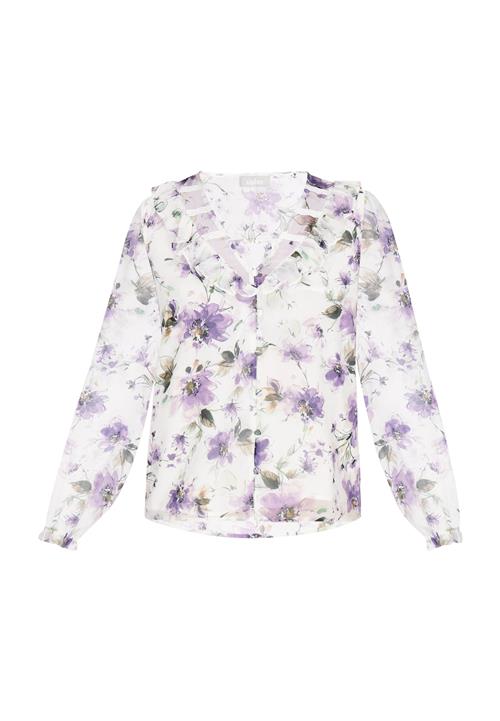 Usha Bluse 'Fashion Look'  oliven / lilla / sort / hvid