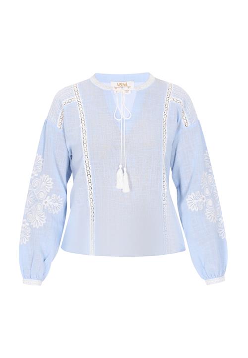 usha FESTIVAL Bluse 'Spring Summer'  lyseblå / hvid