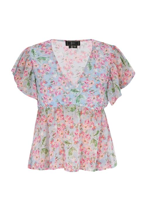 faina Bluse  lyseblå / grøn / pink