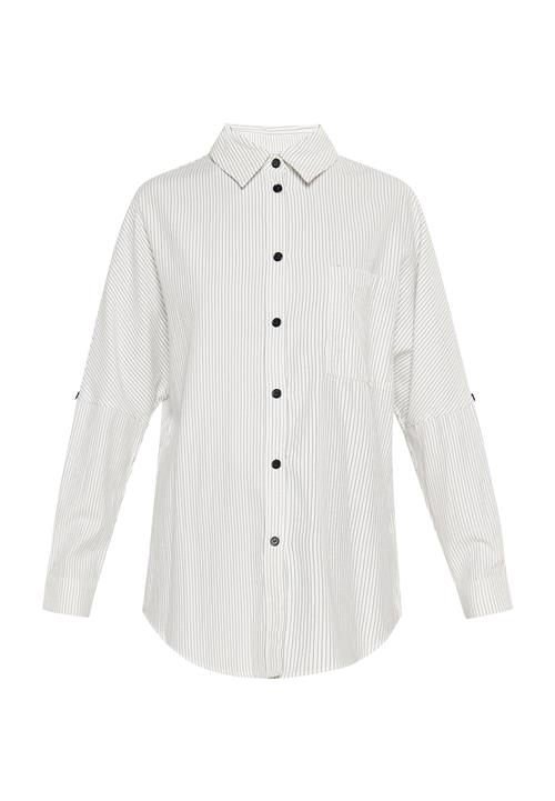 SANIKA Bluse 'Classik Look'  mørkegrå / uldhvid