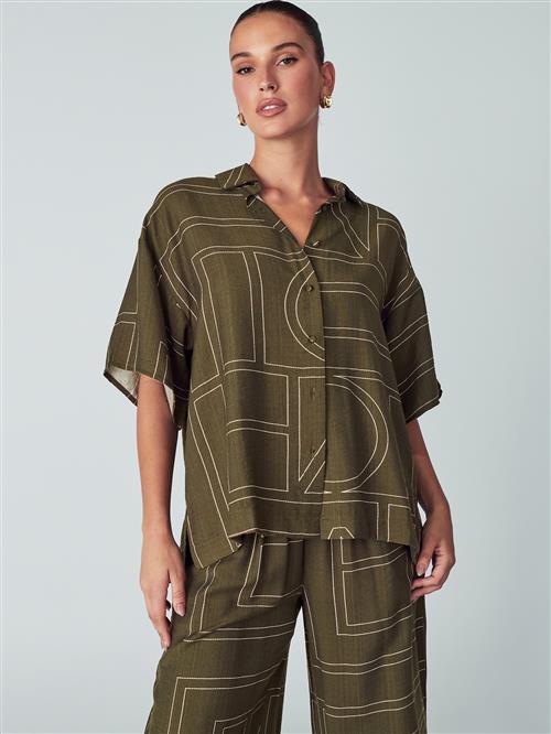 Willa Bluse 'Diana'  oliven / hvid