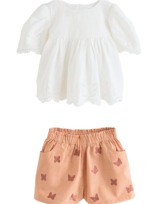 Next Sæt  pastelorange / mørkerød / hvid