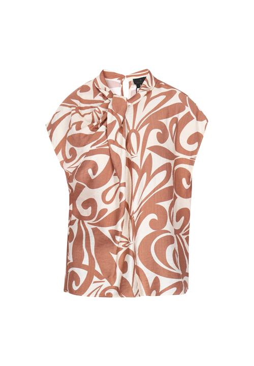 DreiMaster Klassik Bluse 'Classic Look'  camel / hvid