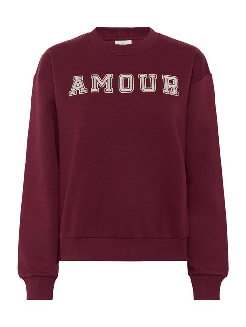 Kaffe Sweatshirt 'KAElenora'  lysegrå / vinrød / sort