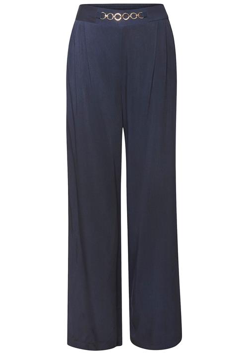 VIVANCE Bukser med lægfolder  navy