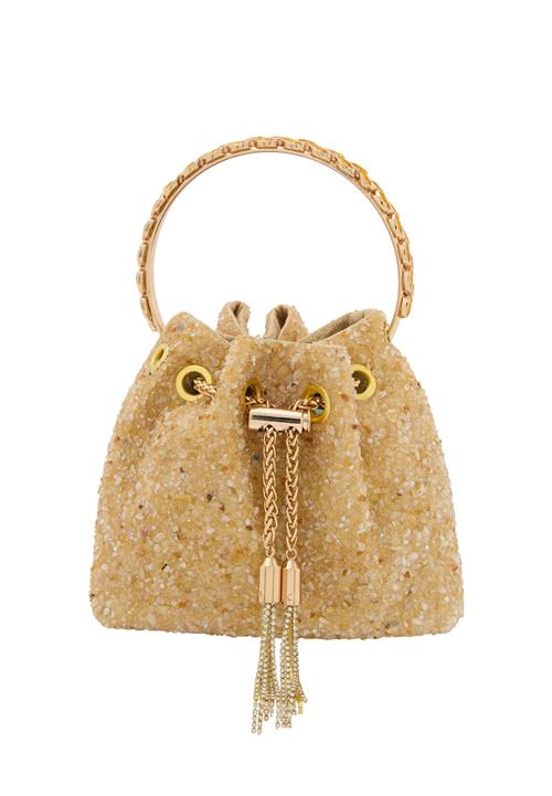 faina Posetaske  lyseblå / brun / guld / uldhvid