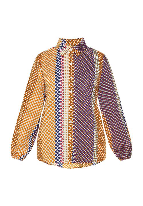 Usha Bluse 'Fashion Look'  mørkeblå / mandarin / pink / hvid