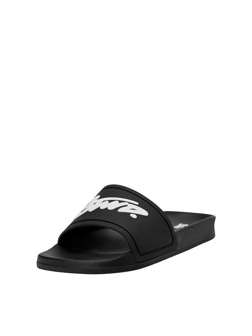 Pull&Bear Pantoletter 'STWD'  sort / hvid-meleret