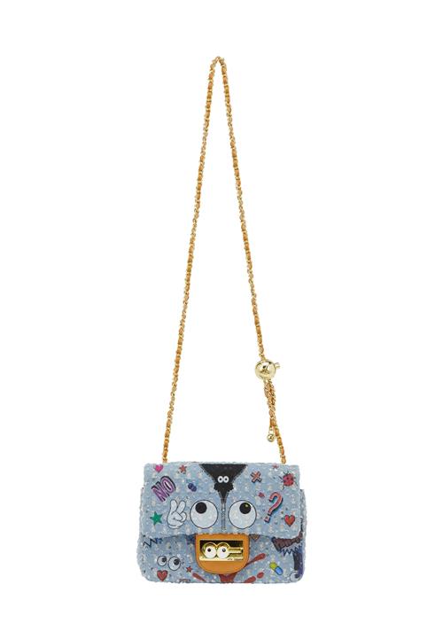 MYMO Skuldertaske 'Pop Eyetheme'  blue denim / rød / sort / hvid