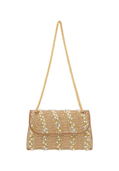 faina Skuldertaske  guld / perlehvid