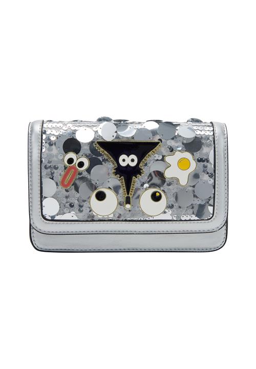 MYMO Clutch 'Pop Eyetheme'  mørkegul / sort / sølv / hvid