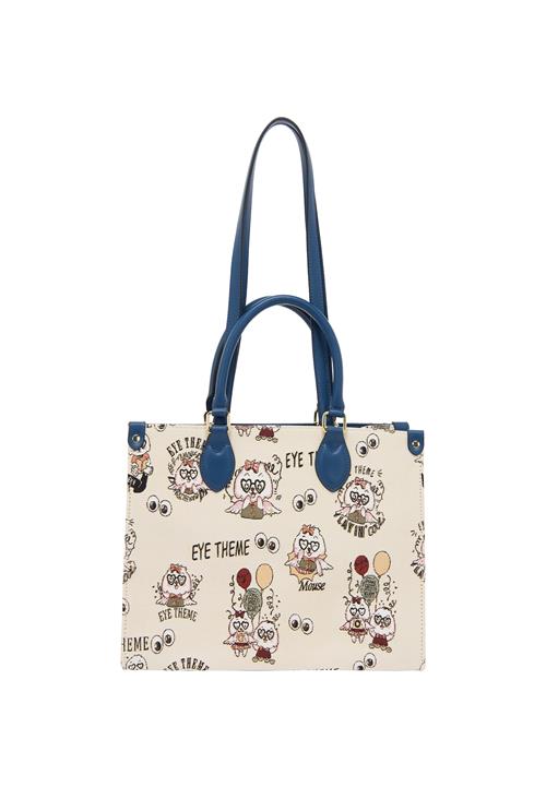 MYMO Håndtaske 'Pop Eyetheme'  beige / mørkeblå / bordeaux