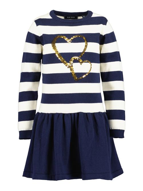 BLUE SEVEN Kjole  natblå / guld / hvid