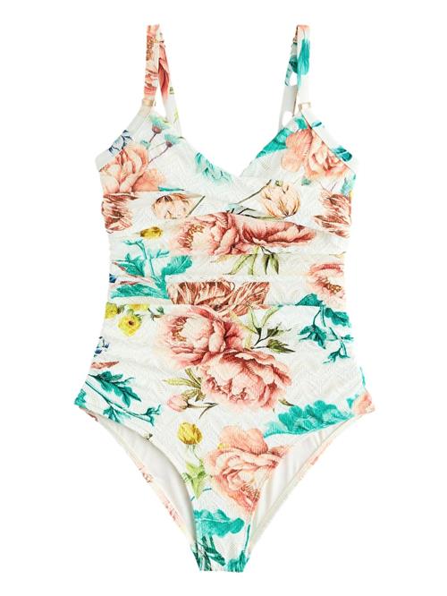 Next Badedragt  aqua / lemon / pastelrød / hvid