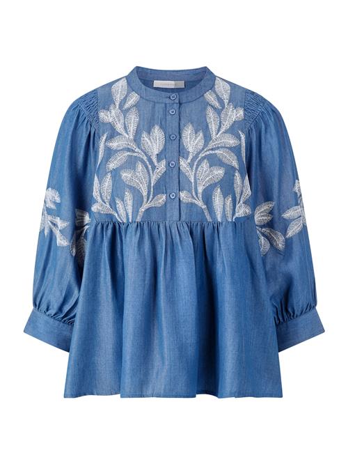 Rich & Royal Bluse  blue denim / hvid
