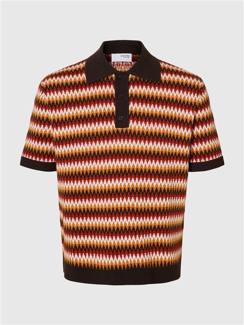 SELECTED Pullover  mørkebrun / orange / blodrød / hvid