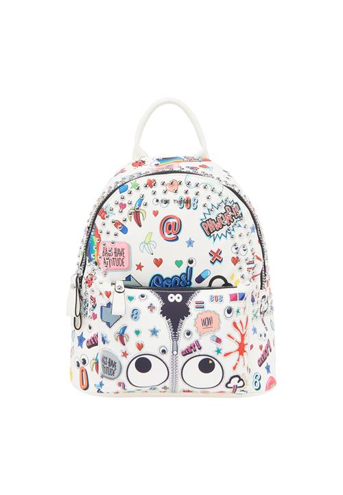 MYMO Rygsæk 'Pop Eyetheme'  blå / lyserød / sølv / hvid