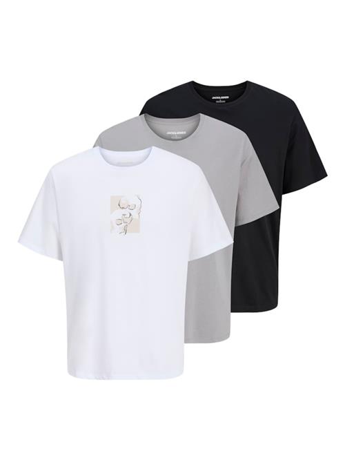 JACK & JONES Bluser & t-shirts 'JJSKULLY'  grå / sort / hvid